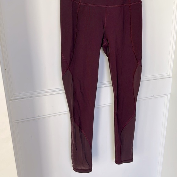 Lululemon Wunder Train Sheer Calf Leggings High Rise Burgundy Maroon Color 6 - Picture 3 of 10